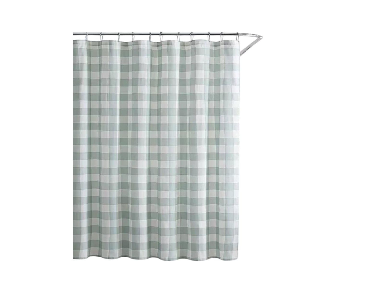 Тканевая штора для душа Slickblue Green White Plaid Cotton 72-Inch