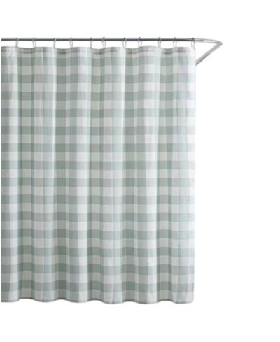 Тканевая штора для душа Slickblue Green White Plaid Cotton 72-Inch