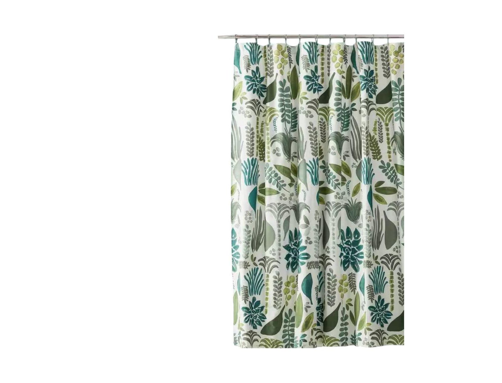 Slickblue Cotton Poly Shower Curtain with Herb and Floral Leaves, 72-Inch