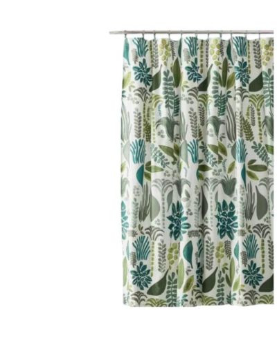 Slickblue Cotton Poly Shower Curtain with Herb and Floral Leaves, 72-Inch