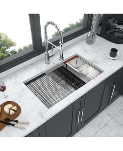 flynama 33x19x10inch Undermount Workstation Kitchen Sink Stainless Steel Single Bowl 16 Gauge
