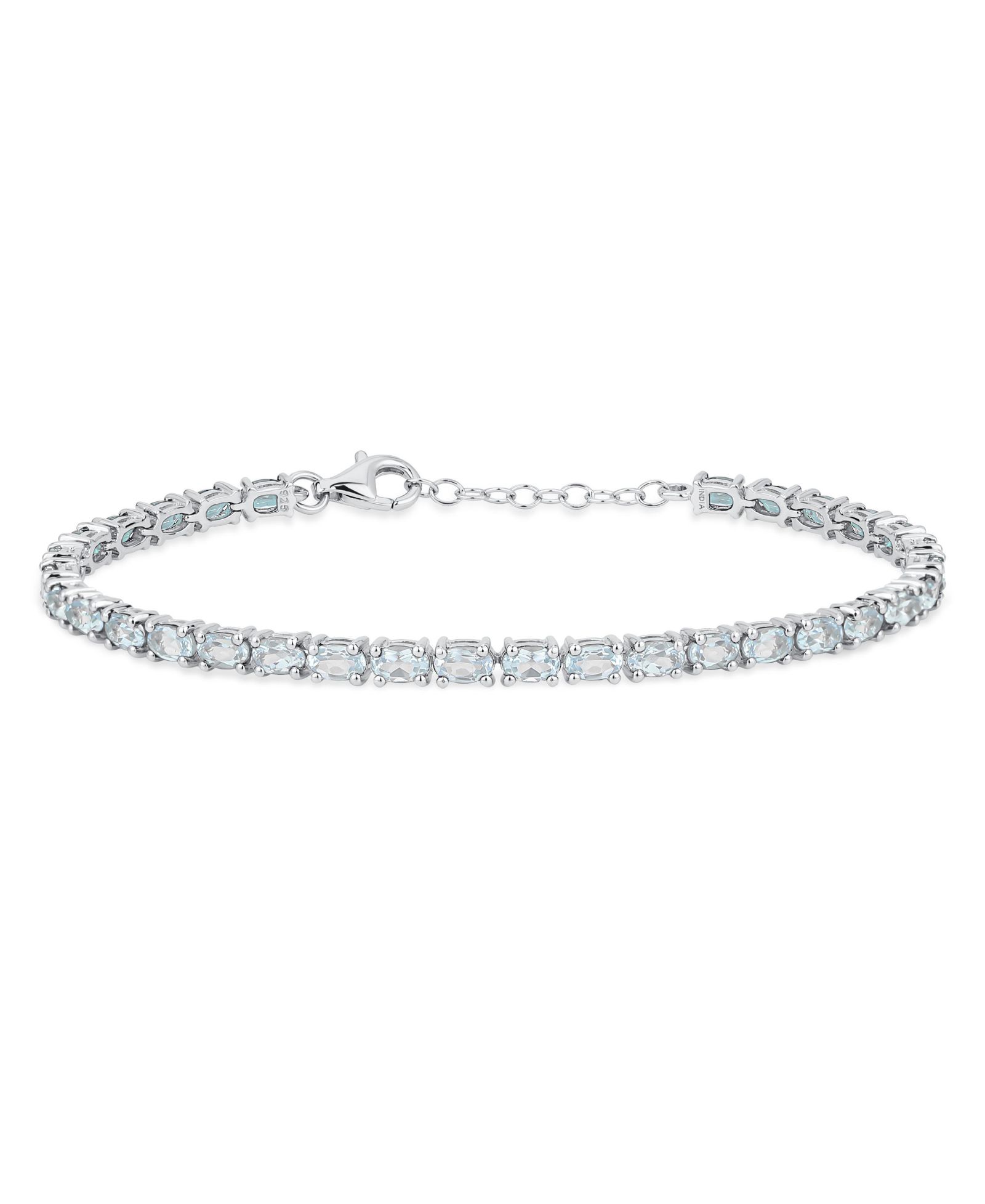 Bling Jewelry Traditional Pink Topaz Oval Stone Strand Tennis Bracelet .925 Sterling Silver-7.5 Inch