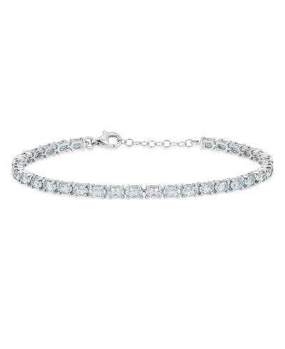 Bling Jewelry Traditional Pink Topaz Oval Stone Strand Tennis Bracelet .925 Sterling Silver-7.5 Inch