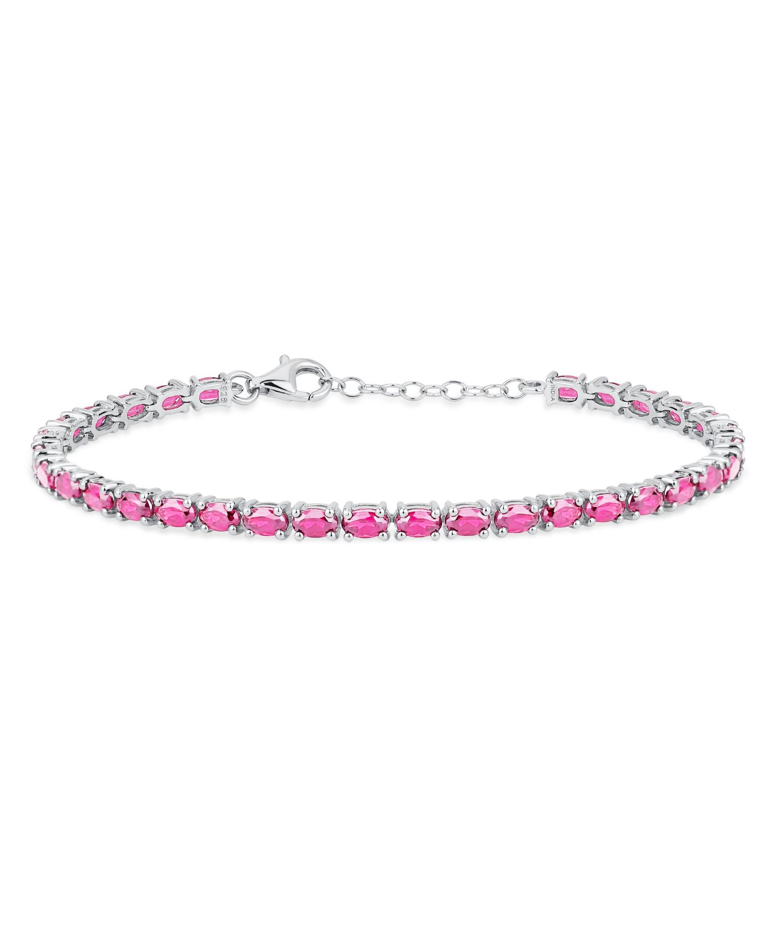 Bling Jewelry браслет-теннис с розовым топазом и серебром 925 Sterling Silver 7.5 Inch