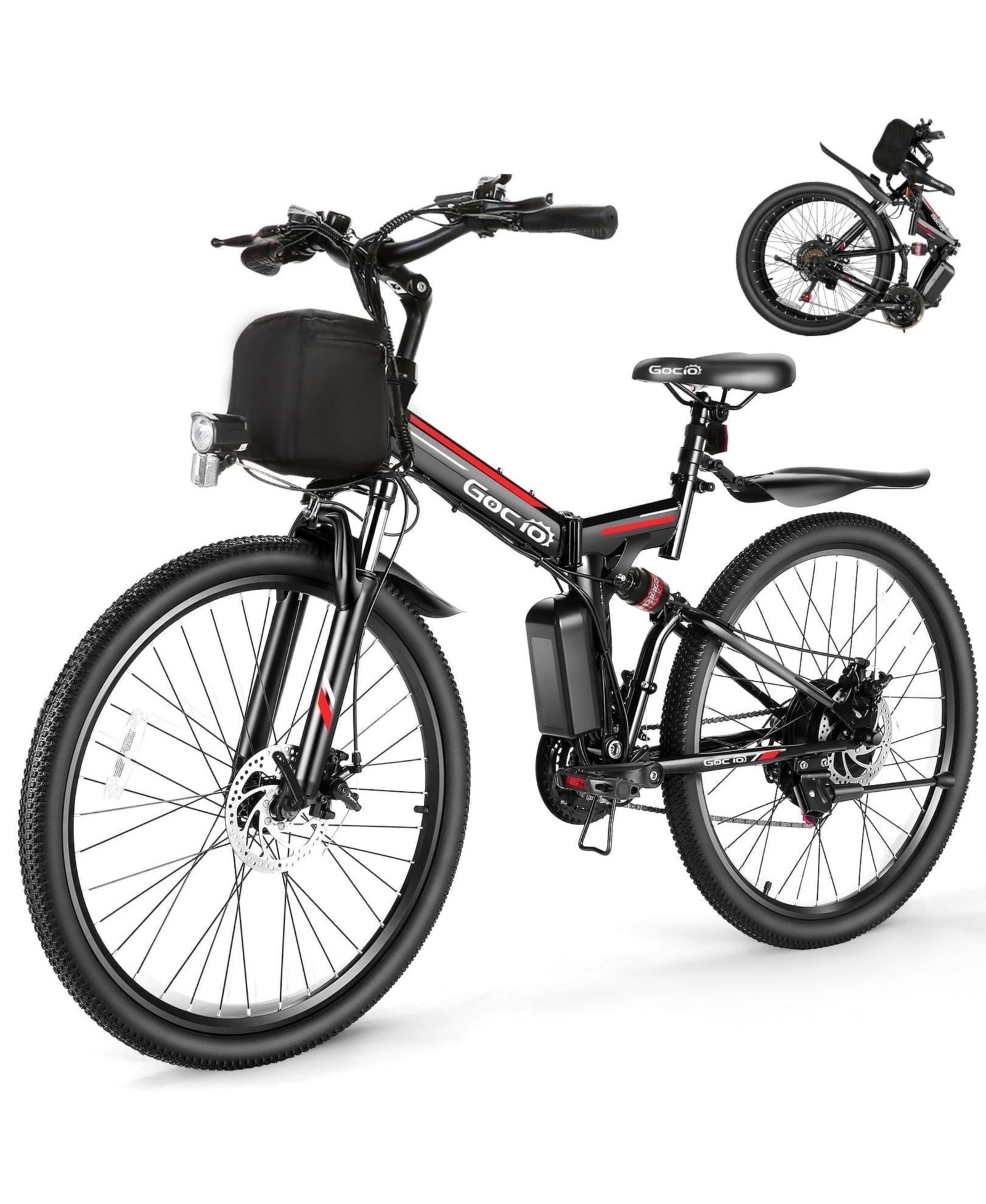 Gocio 26" Foldable Electric Bike - 750W Motor, 48V 7.8Ah Battery, 21-Speed Shimano, UL2849 Certified