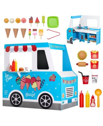 Slickblue Ice Cream Cart Steering Wheel & Chalkboard 20+ Piece Playset, Ages 3+