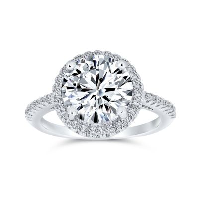 Bling Jewelry 3CT Clear Yellow CZ Cubic Zirconia Round Solitaire Halo Promise Ring Sterling Silver Thin Pave Band