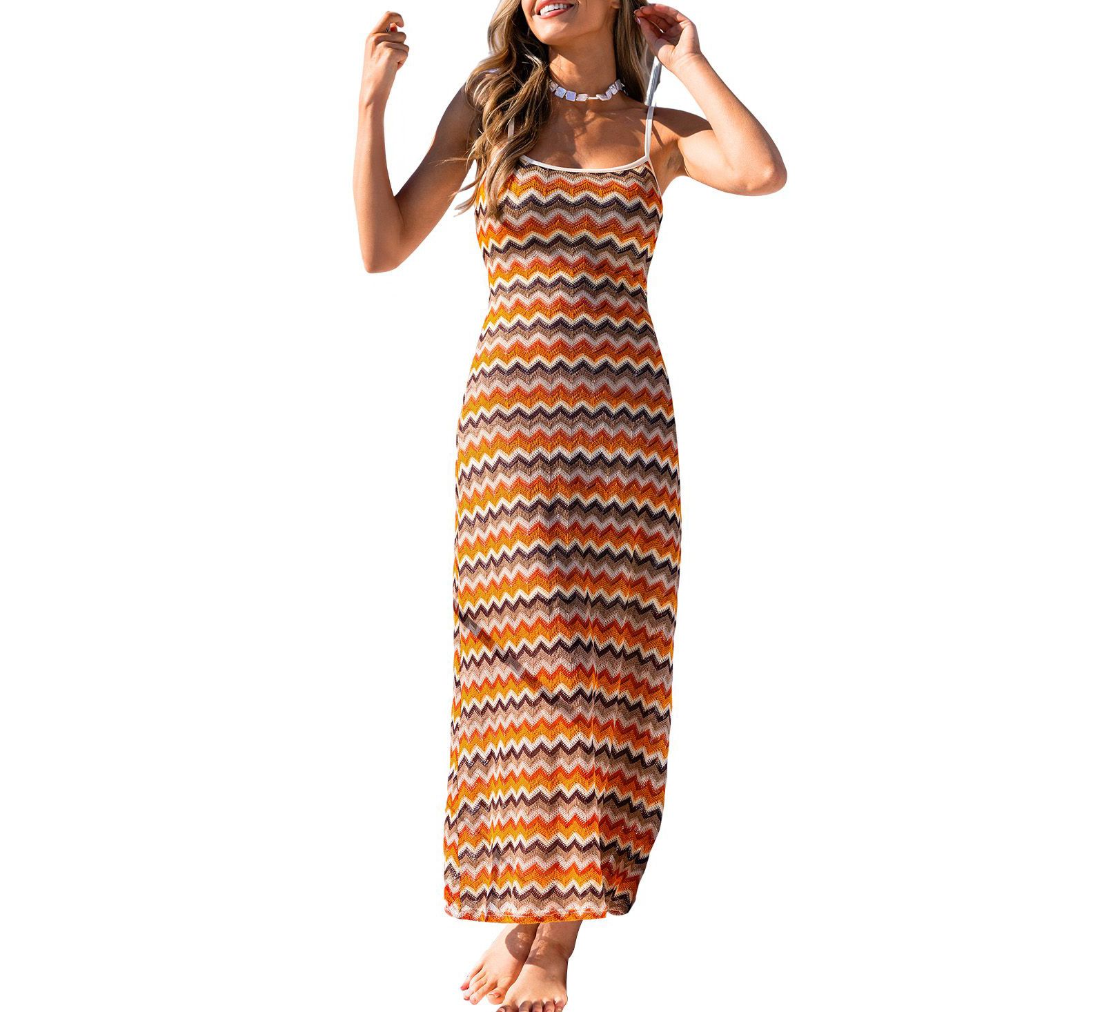 Женское пляжное платье Cupshe Neon Moon Striped Maxi