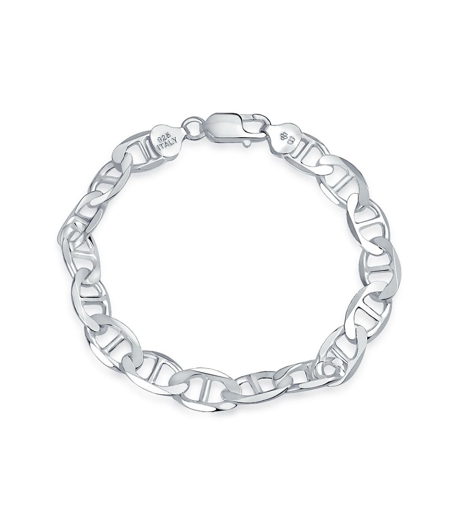 Браслет Bling Jewelry Heavy Solid.925 Sterling Silver 9MM Anchor Link Mariner Chain 7.5 Inch