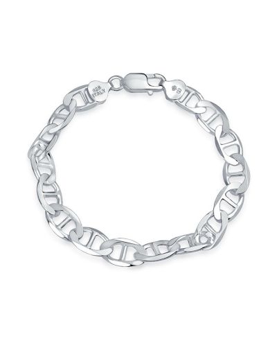 Bling Jewelry Heavy Solid .925 Sterling Silver 9MM Anchor Link Mariner Chain Bracelet 7.5 Inch