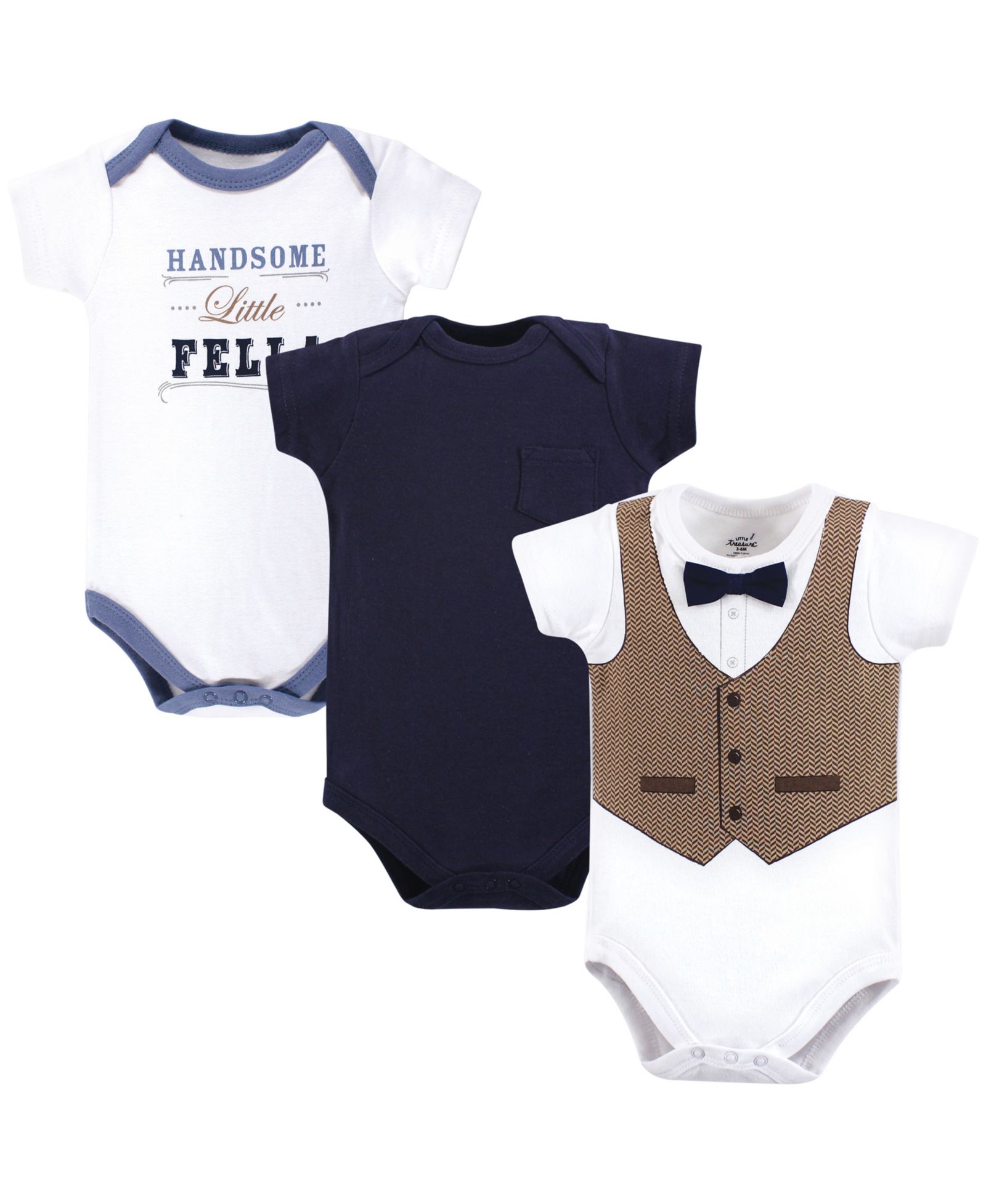 Little Treasure Baby Boys Everyday Cotton Snapsuits