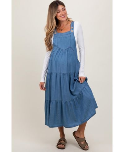Женское джинсовое платье Pinkblush Blue Chambray многослойное midi