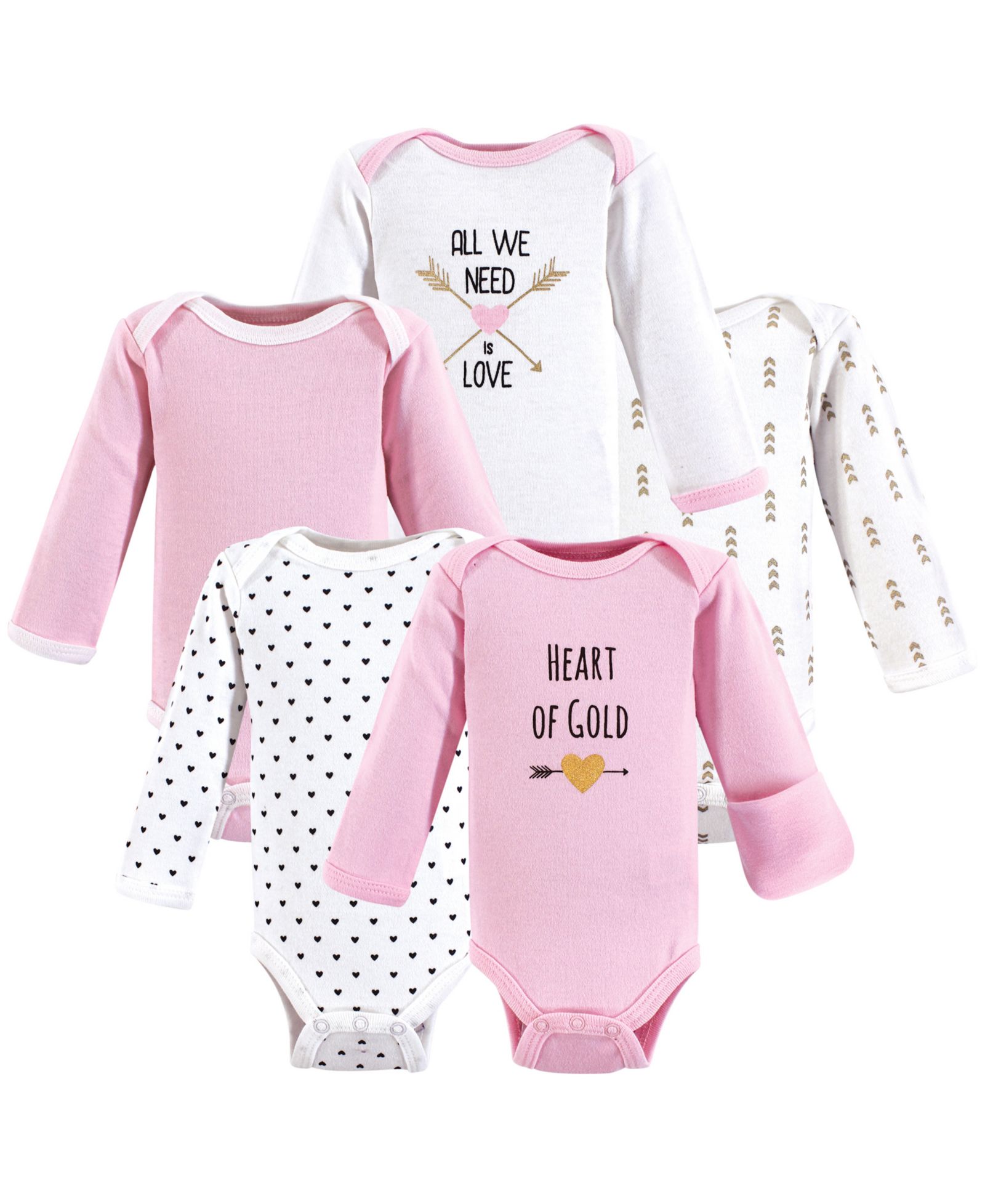 Hudson Baby Baby Girls Hudson Soft Cotton Long-Sleeve Onesies (Five Count