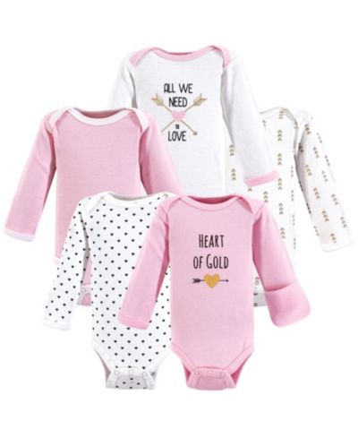 Hudson Baby Baby Girls Hudson Soft Cotton Long-Sleeve Onesies (Five Count