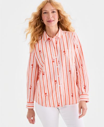 Женская рубашка Style & Co Embroidered Stripe