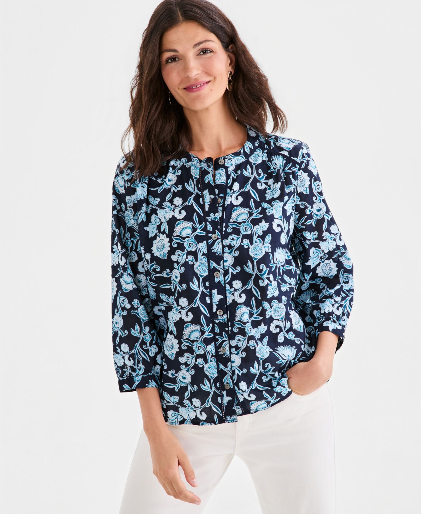 Style & Co Women's Cotton Button-Front 3/4-Sleeve Top, Macy's Exclusive