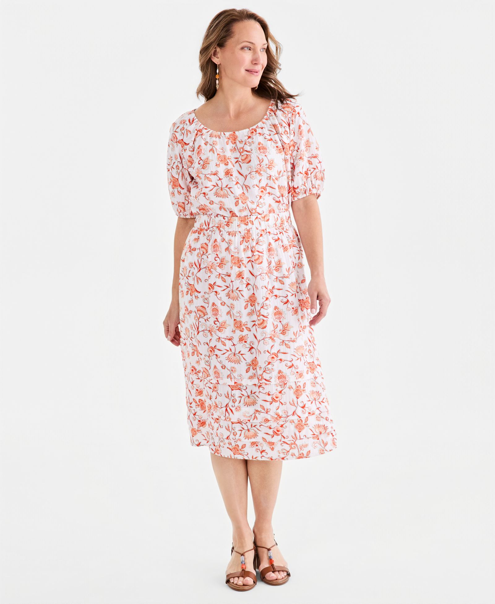 Style & Co Women's Printed Cotton Gauze Pull-On Midi Skirt, Macy's Exclusive