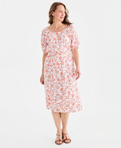 Style & Co Women's Printed Cotton Gauze Pull-On Midi Skirt, Macy's Exclusive