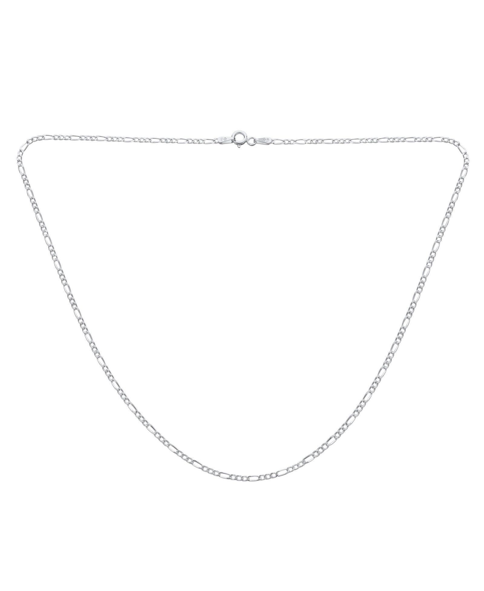 Bling Jewelry Classic Thin Lightweight 1.5MM Solid Figaro Link Chain Necklace .925 Sterling Silver 24"
