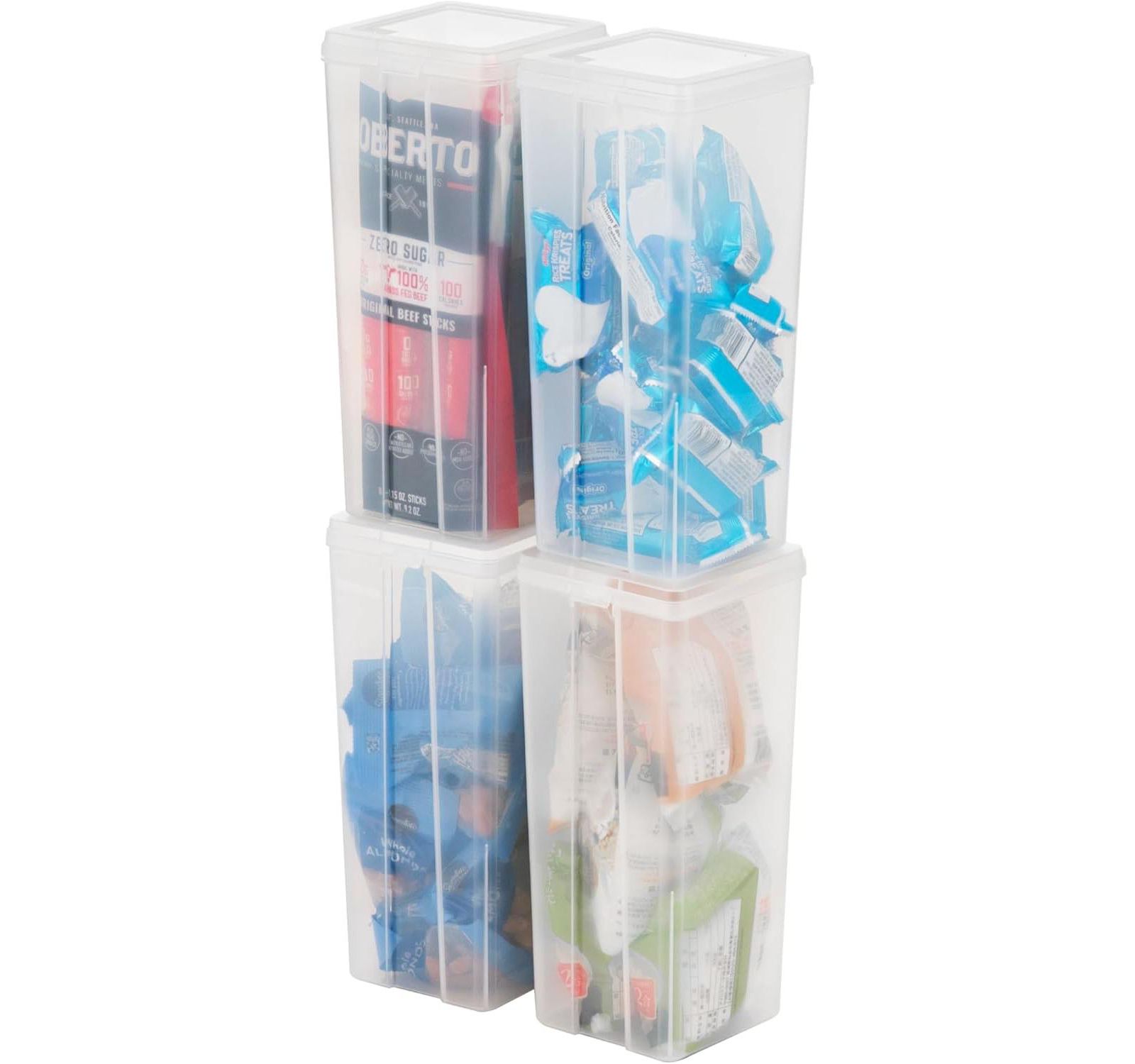 IRIS Vertical Plastic Flip Top Storage Containers with Lids for Home and Office, Clear, 4Pk