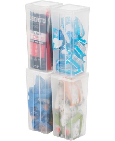 IRIS Vertical Plastic Flip Top Storage Containers with Lids for Home and Office, Clear, 4Pk