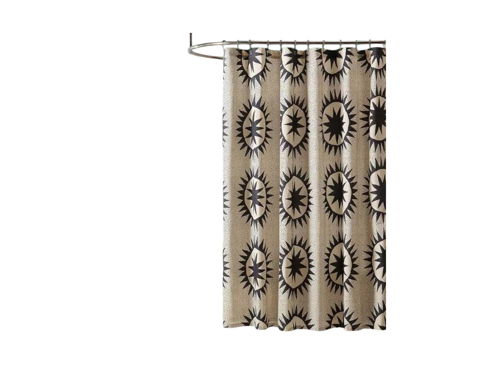Slickblue Cotton Poly Shower Curtain with Cream Brown Medallion