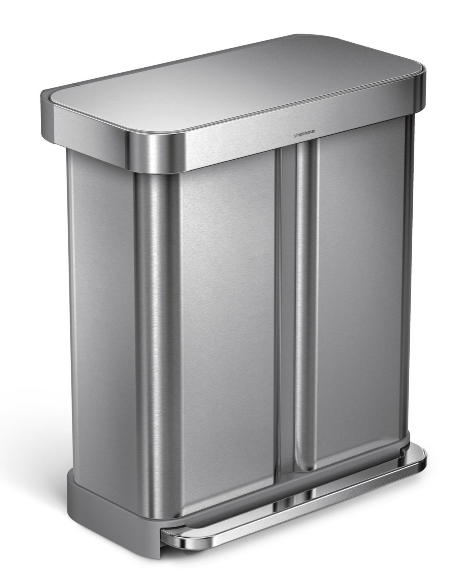 Двухсекционный контейнер для переработки simplehuman, из шлифованной нержавеющей стали, 58L