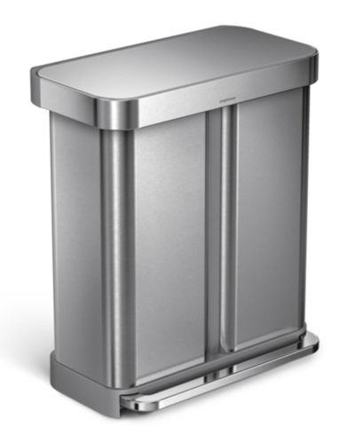 Двухсекционный контейнер для переработки simplehuman, из шлифованной нержавеющей стали, 58L