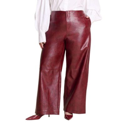 Женские брюки ELOQUII Textured Faux Leather Wide Leg