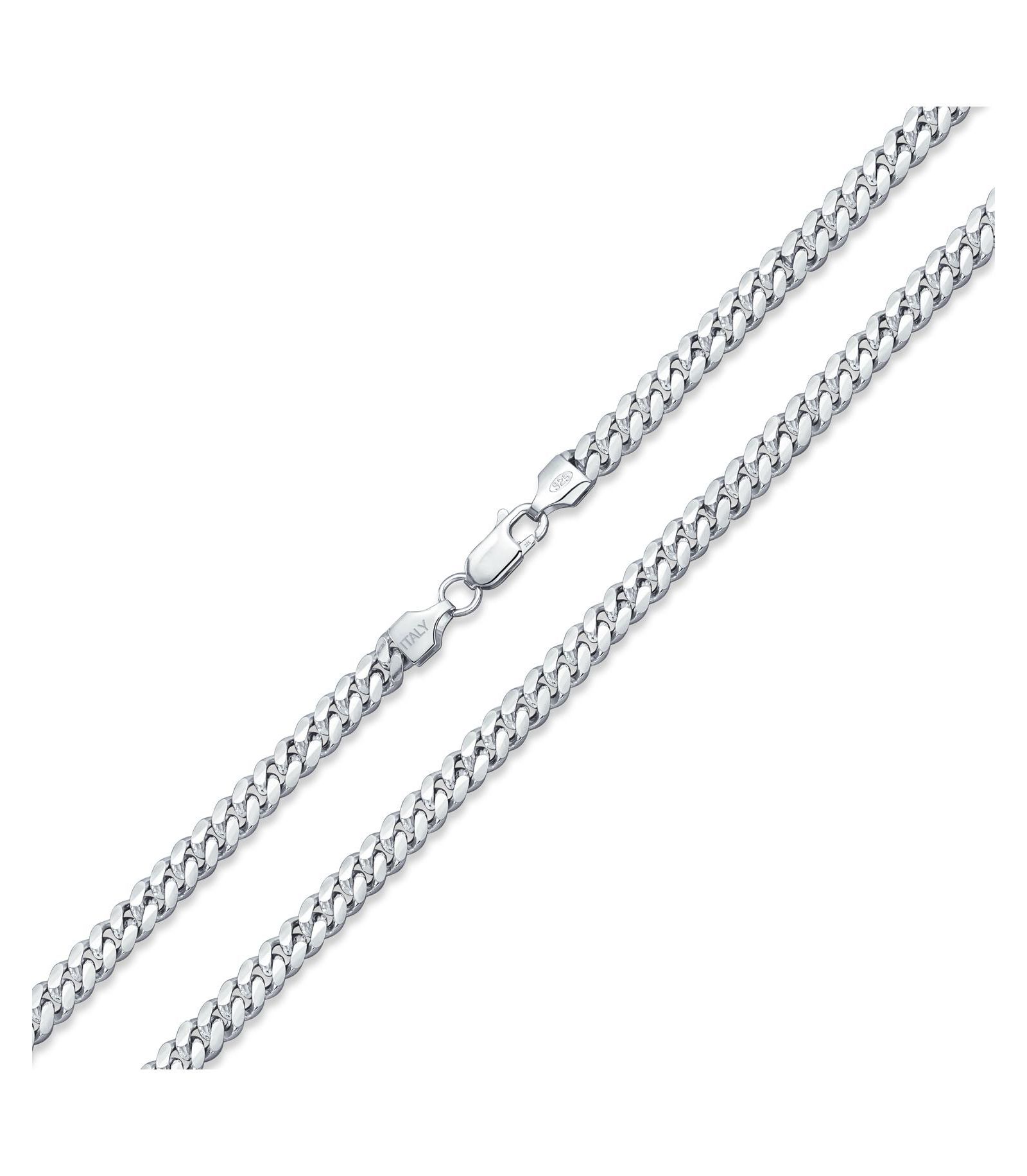 Ожерелье Bling Jewelry Solid Heavy.925 Sterling Silver 5MM Curb Miami Cuban Chain Link 30"