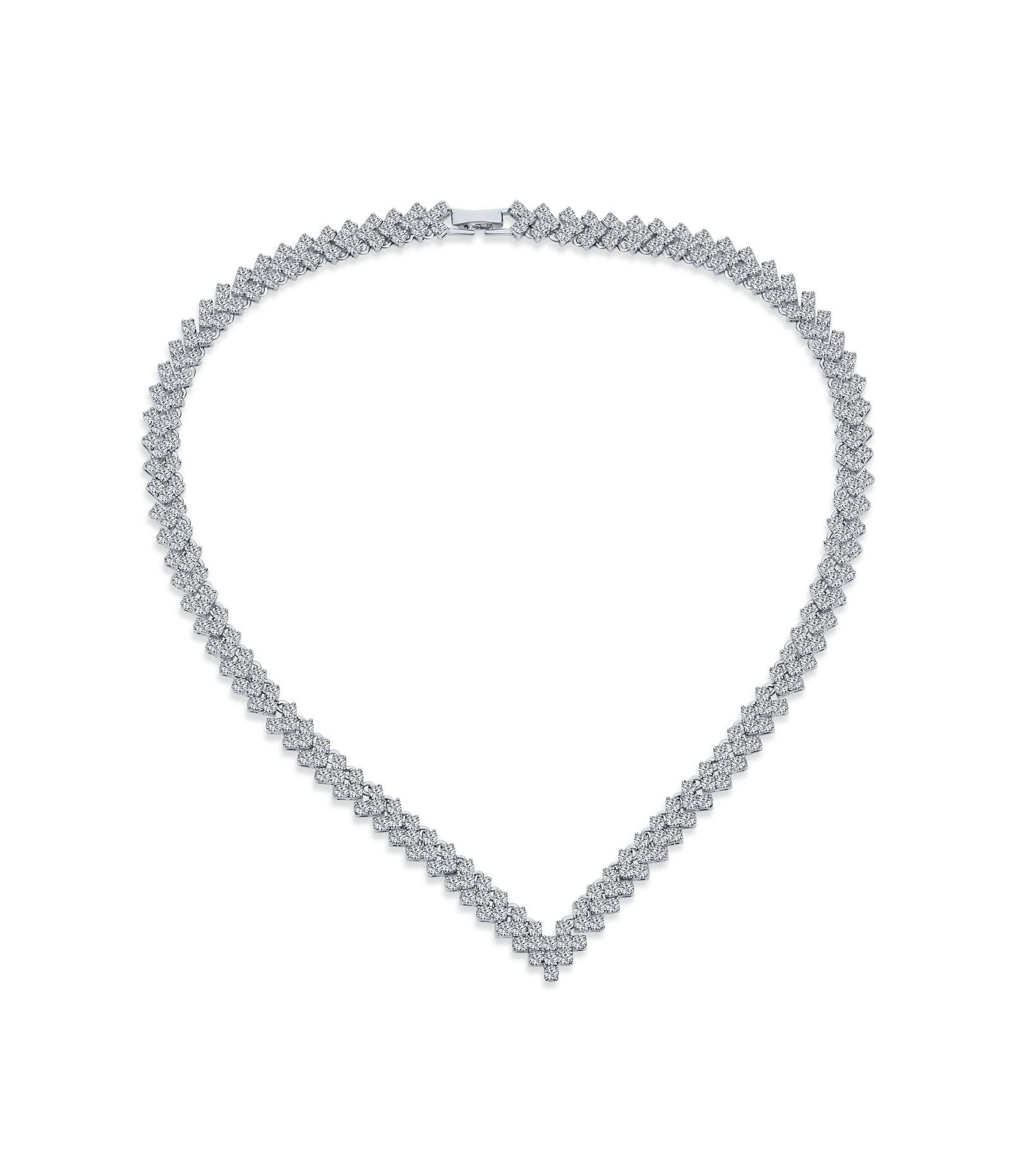 Свадебное колье Bling Jewelry в стиле ар-деко с цирконием CZ, V-образная форма