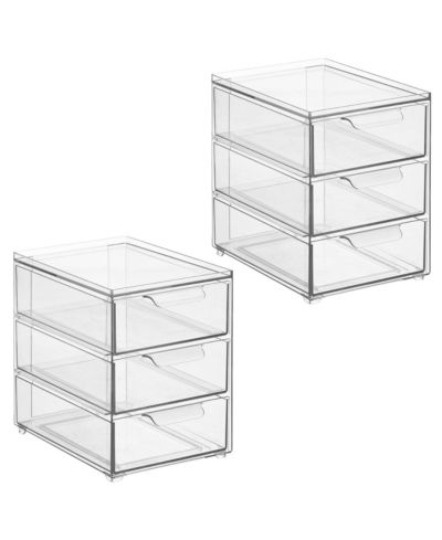mDesign 3-Drawer Stackable Organizer for Kitchen or Pantry - Set of 2 - Clear