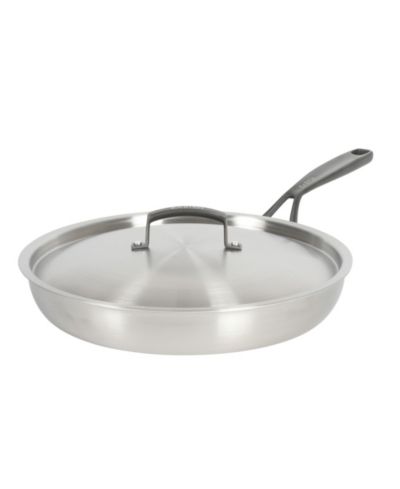 Babish Сковорода из нержавеющей стали Tri-Ply 12-Inch с крышкой и черной ручкой