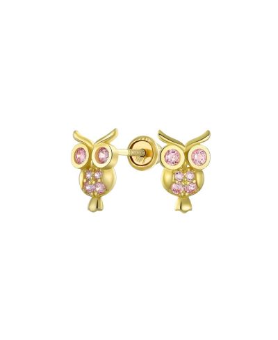 Bling Jewelry Tiny Pink Sapphire Cubic Zirconia CZ Butterfly Stud Earrings 14K Gold Screw-back