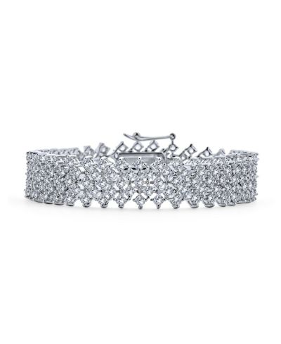 Браслет Bling Jewelry Bridal Special Occasion Multi Row Wide Cubic Zirconia CZ Silver Plated