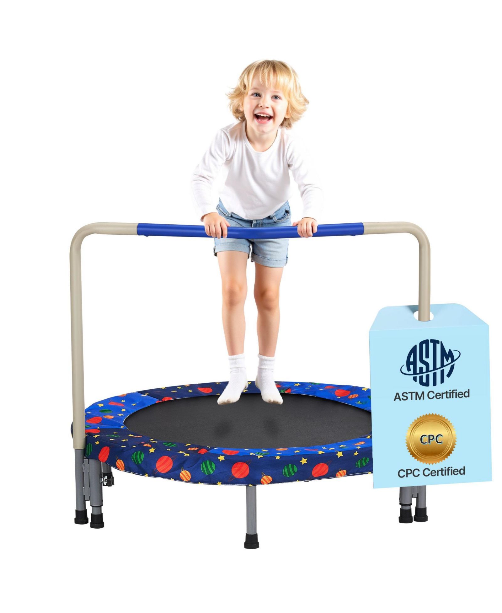 Складной батут Mecale Kids 36" с ручкой, для дома и улицы, для детей от 3+