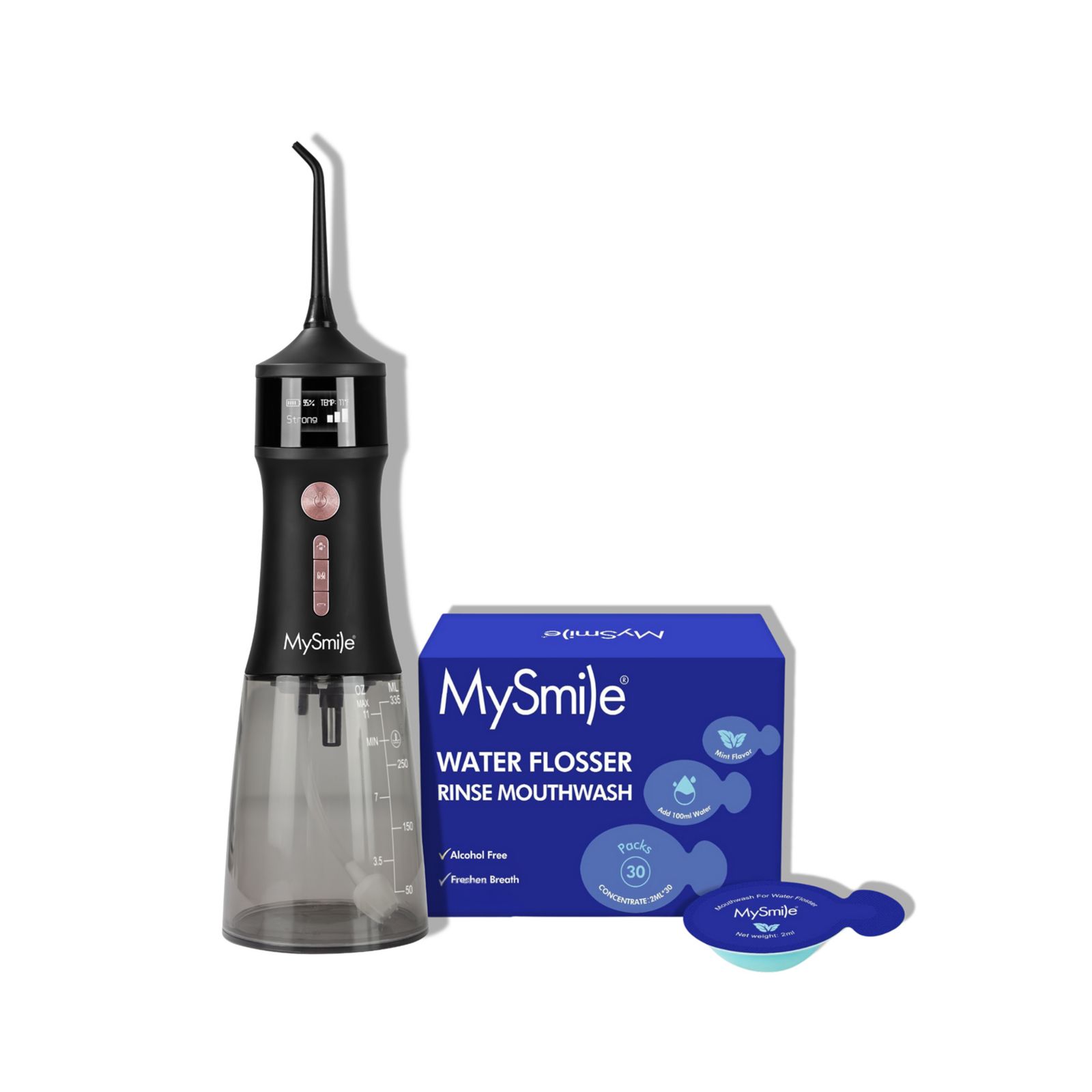 Набор MySmile LP221 Cordless UVC Sterilizable Water Flosser с 30 капсулами ополаскивателя для рта