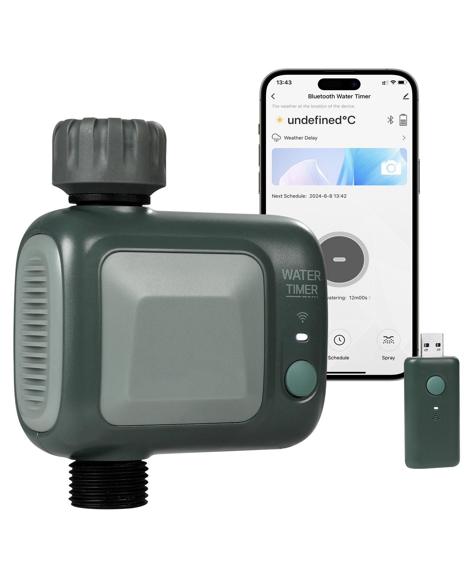 Mecale WiFi Sprinkler Timer, Single Outlet Smart Hose Faucet Timer with Brass Inlet, 2.4GHz WiFi/Bluetooth App Control, IPX6