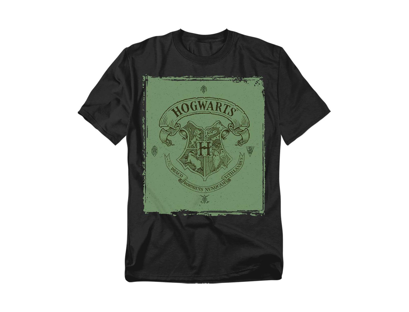 Harry Potter Men's Hogwarts Crest On Green Parchment T Shirt