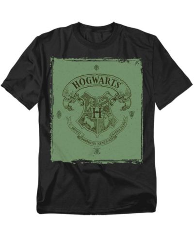 Harry Potter Men's Hogwarts Crest On Green Parchment T Shirt