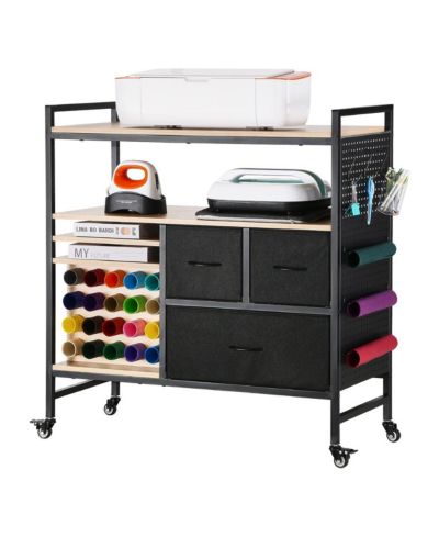 Mecale тележка для творчества и стол для хранения для машин Cricut, 3 ящика, черная