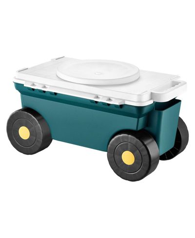 Mecale 2-in-1 Garden Scooter with Seat, Rolling Cart with Storage Bin, 227 lb Capacity, Lightweight Gardening Stool with Handle