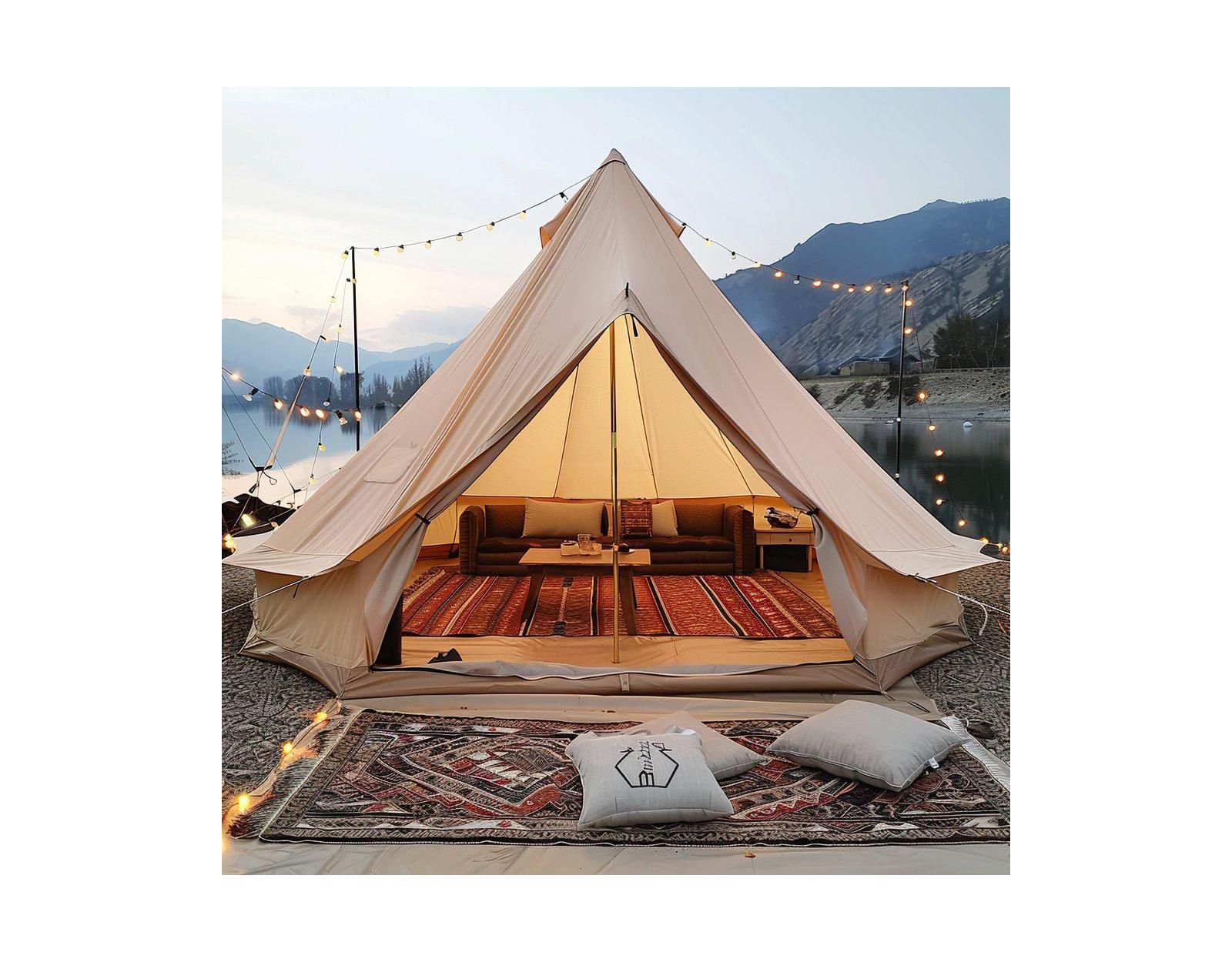 Палатка-юрта Mecale 4-season canvas, 6m/19.68ft с отверстием для печи, дышащая, вмещает до 10 человек