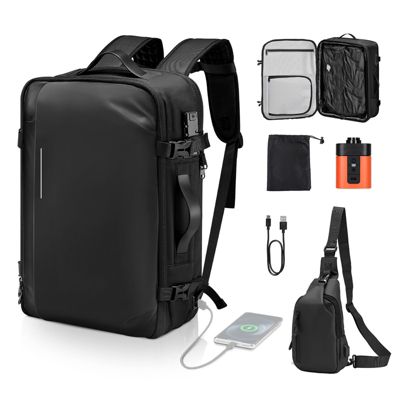 Рюкзак для путешествий Mecale 65L с функцией вакуумного сжатия, TSA-Approved, черный