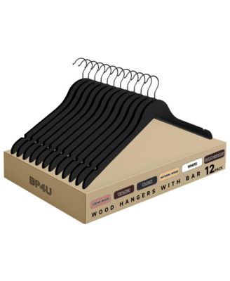 BP4U Premium Wooden Clothes Hangers, Solid Wood Coat Shirt Top Hangers for Jackets, Shirts, Dresses, Blouse, Overcoat, Tank top