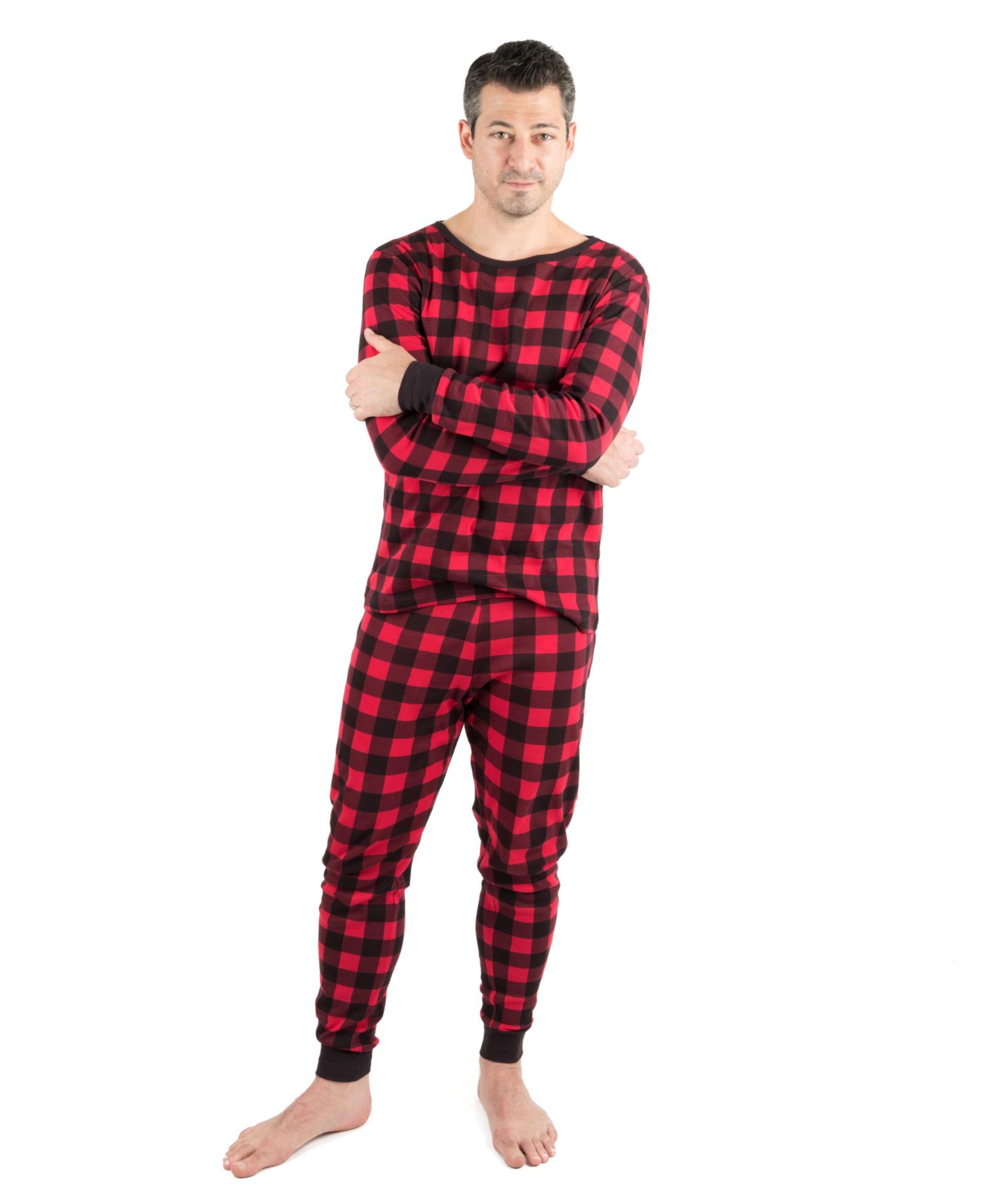 Leveret Men’s Two Piece Cotton Plaid Holiday Pajamas