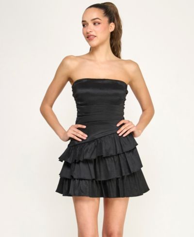 Alex & Sophia Juniors' Strapless Shirred Bodice Dress