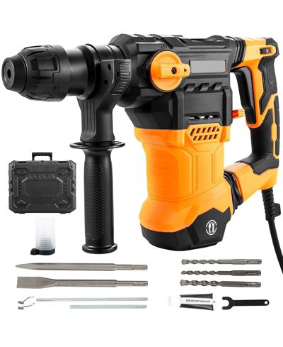 Mecale 1-1/4" SDS-Plus Rotary Hammer Drill, 13 Amp Corded, Variable Speed, Vibration Control, Safety Clutch, Demolition Tool