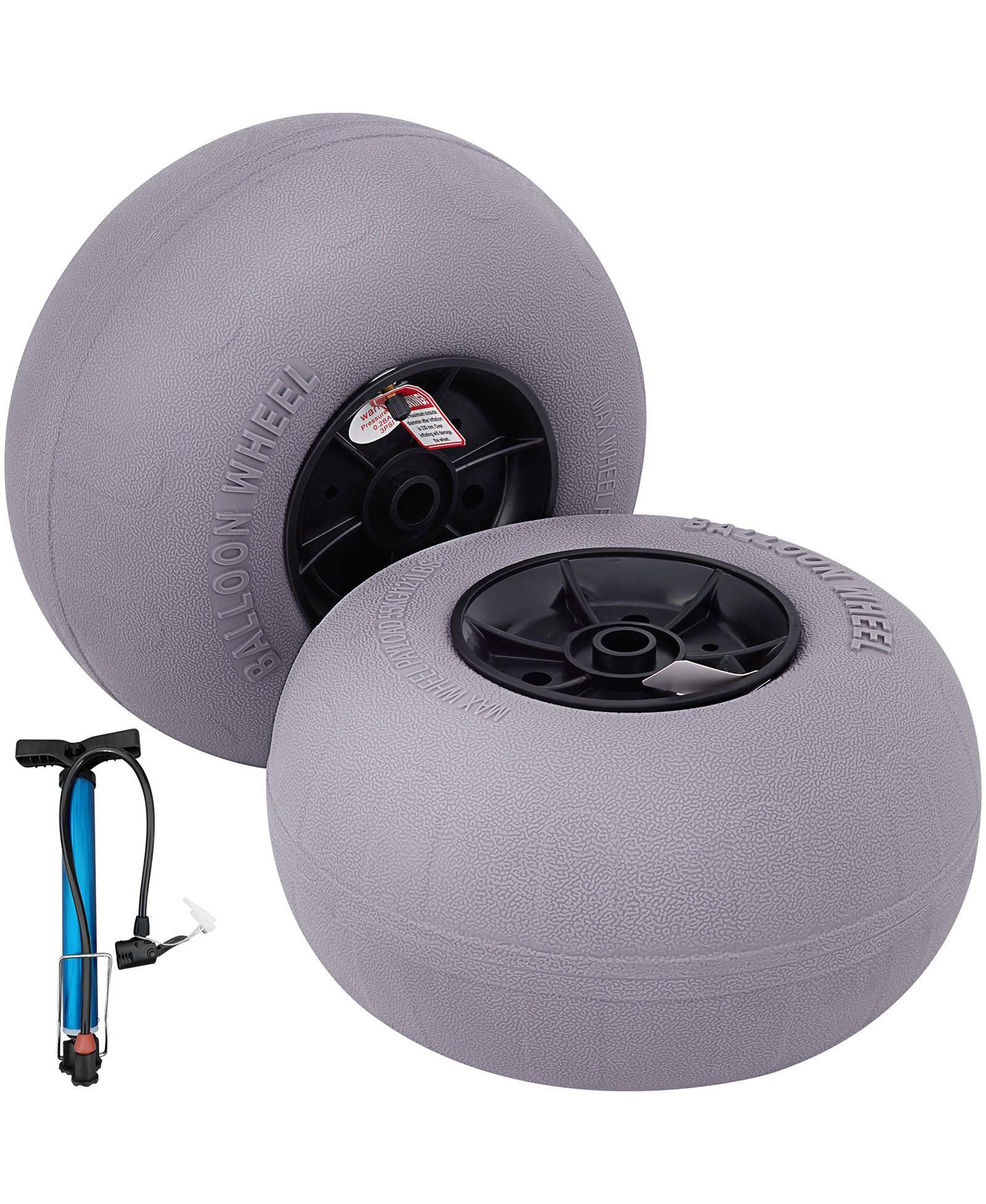 Mecale 2-Pack 13" Beach Balloon Wheels, TPU Replacement Sand Tires for Kayak Dolly, Canoe Cart and Buggy with Air Pump