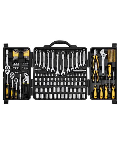 Mecale 207-Piece Mechanics Tool Set, 1/4" 3/8" 1/2" Drive SAE & Metric Sockets, Wrenches, Bits & Case, Auto Repair Kit